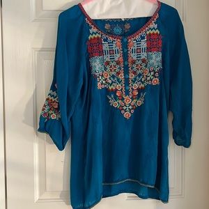 Johnny Was blouse turquoise size M